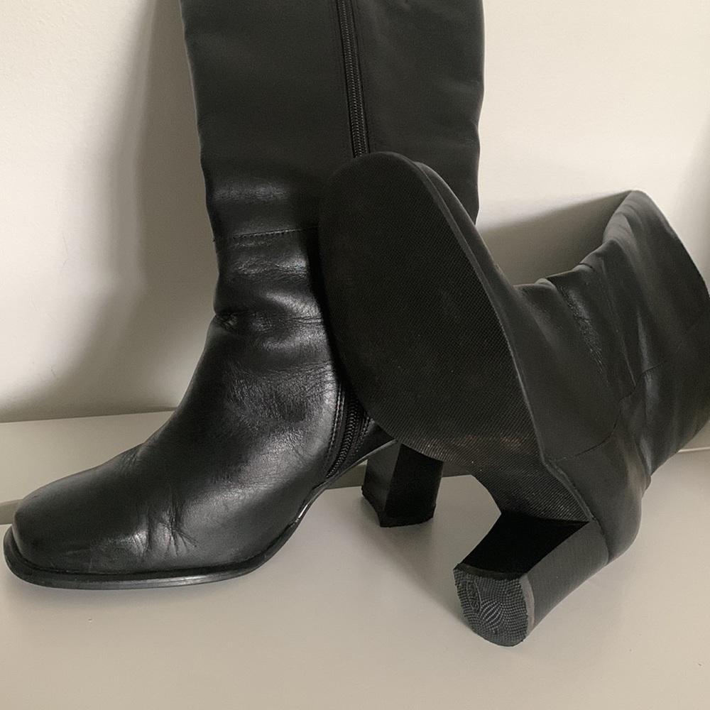 Naturalizer Black Knee High Waterproof Leather Boots Carlene Women's Size 7.5